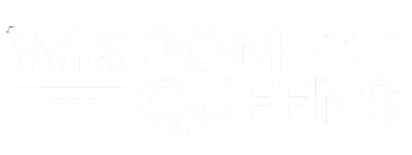 wisdomforqueens logo white